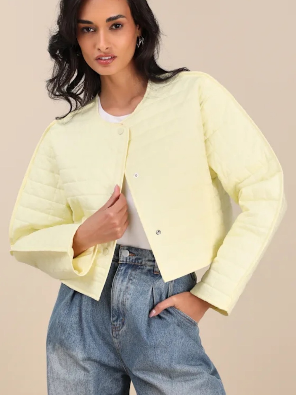 Lulus Denny Quilted Cropped Jacket